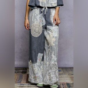 POL Patchwork Pants in Charcoal